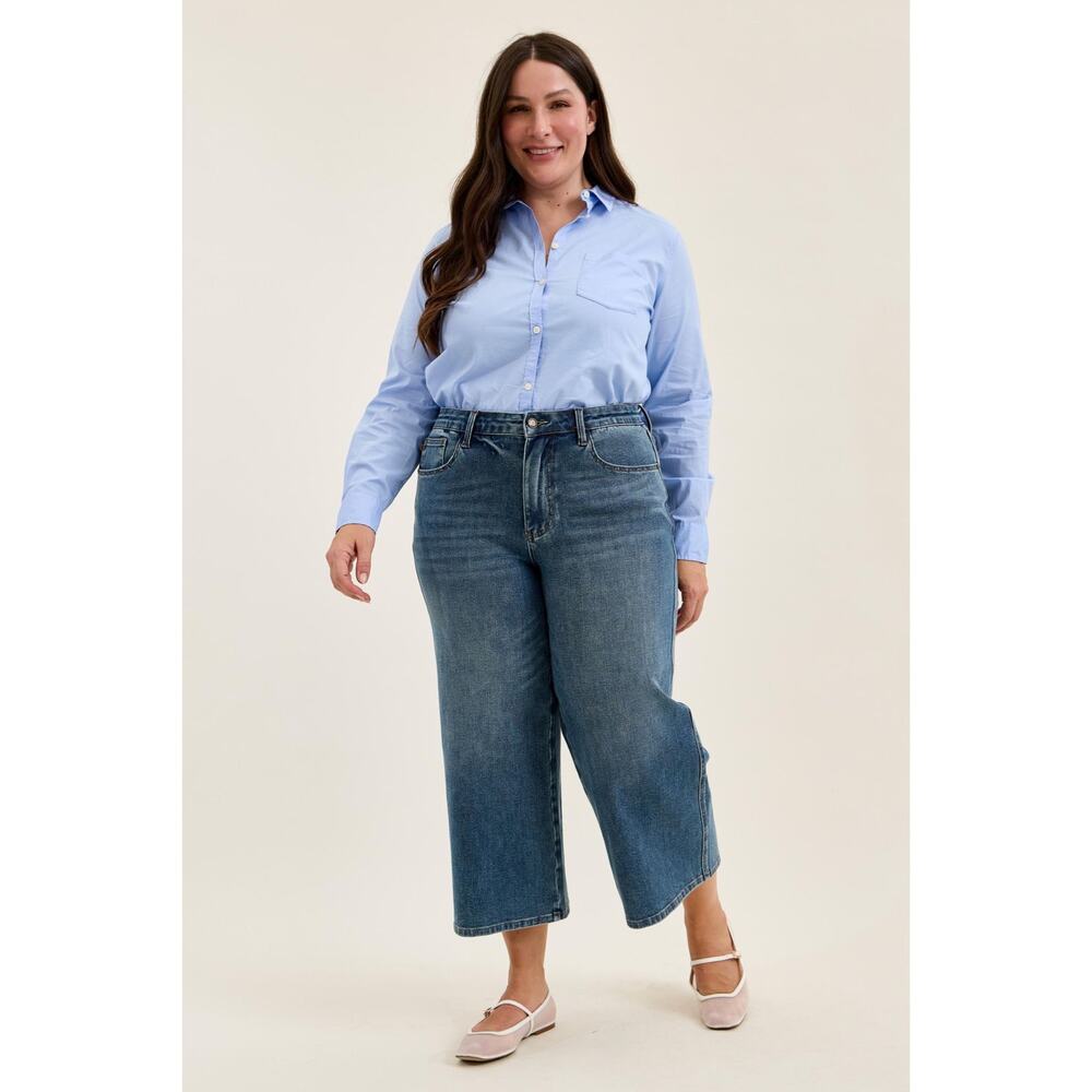 Judy Blue HW DOTTIE Wide Crop MD Quarry Fade - Picture 7 of 11